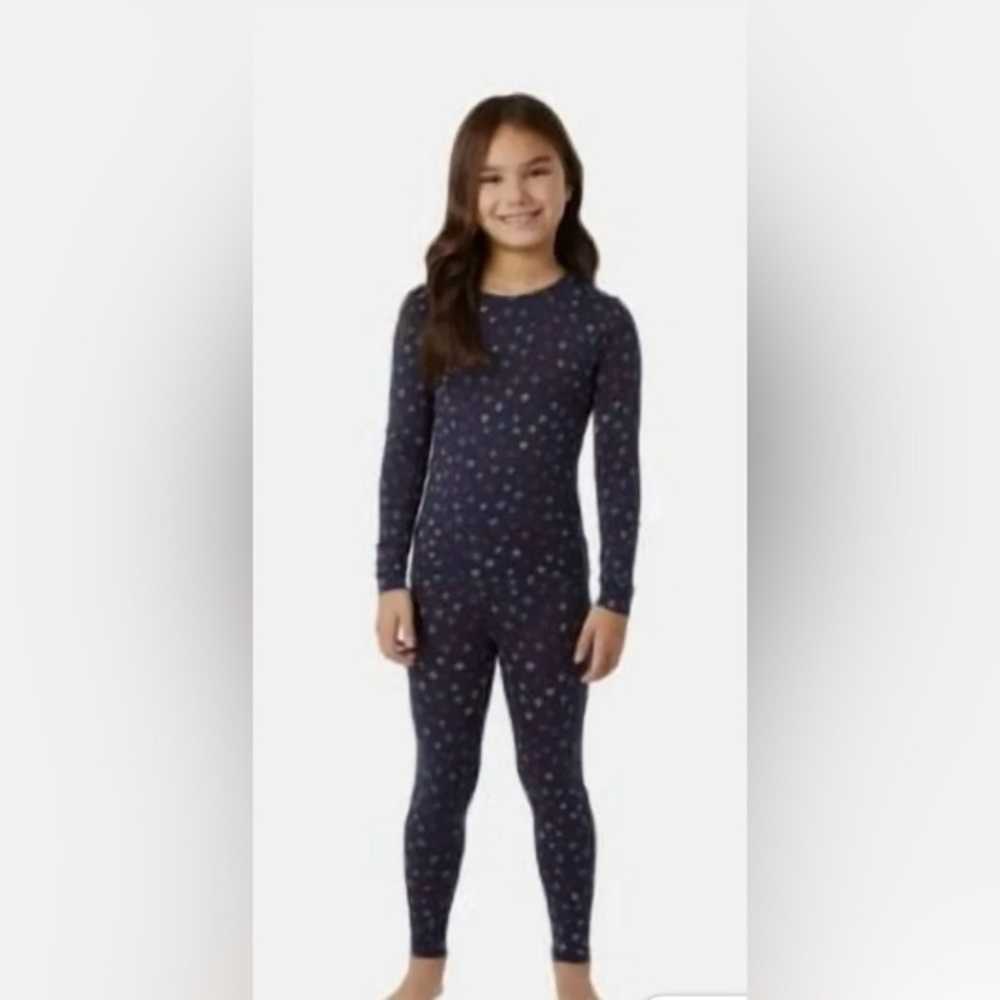 32 Degrees Kids Long sleeve crew neck Navy and Blue Snowflake Legging Set